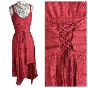 NWT BCBGMAXAZRIA Corset Lace Up Asymmetrical Dress Tandori Spice XS